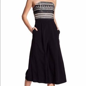 Alice+Olivia Strapless Patterned Wide Leg Jumpsuit